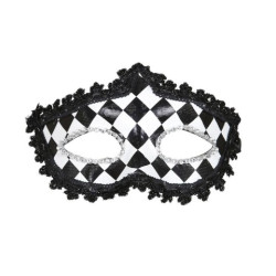 Kockovaná maska s čipkou